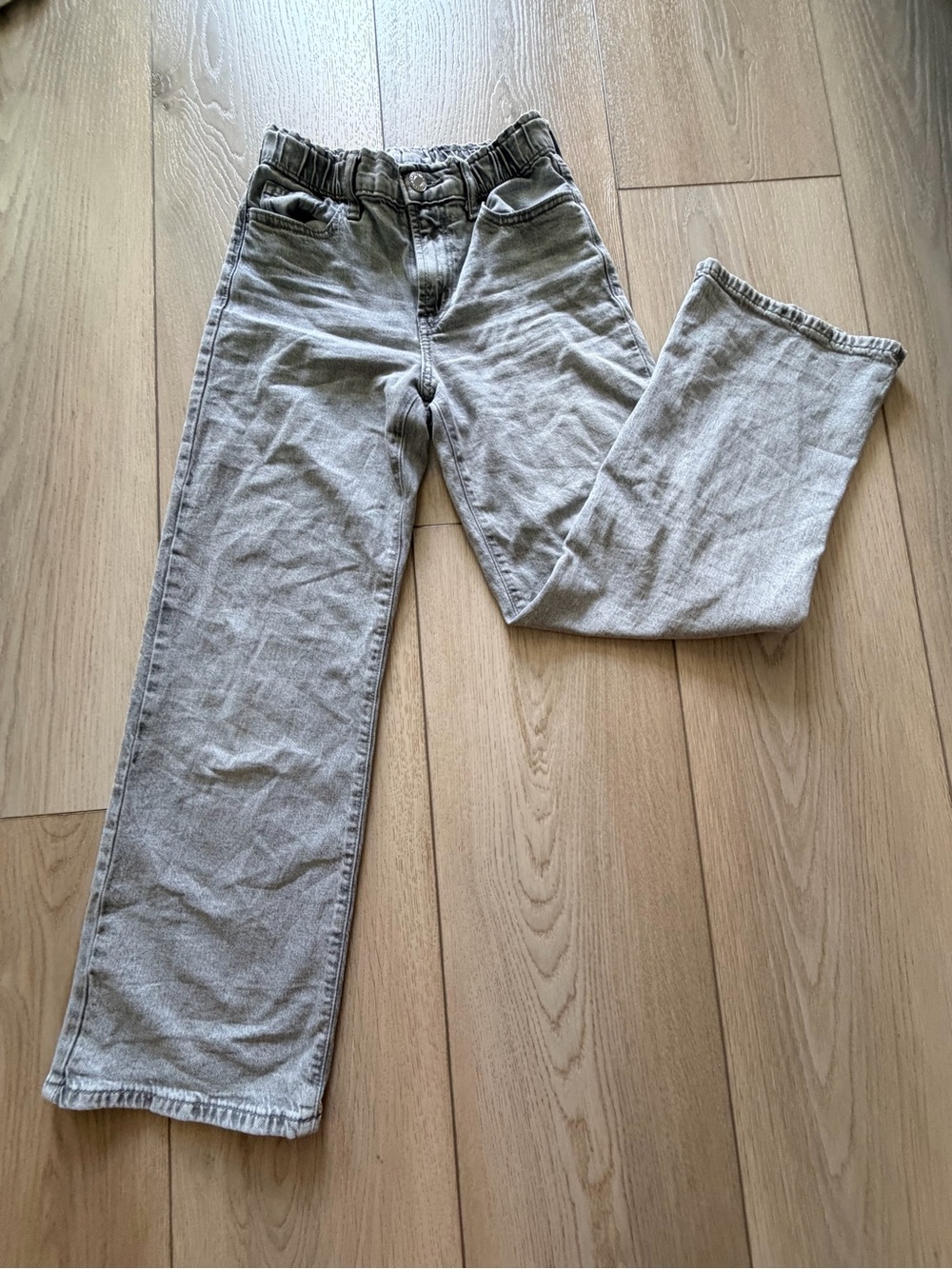 Girls Gray Straight-Leg Jeans - Classic Everyday Denim